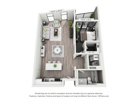 Sarah 1 bed 1 bath C at The Euclid, Missouri