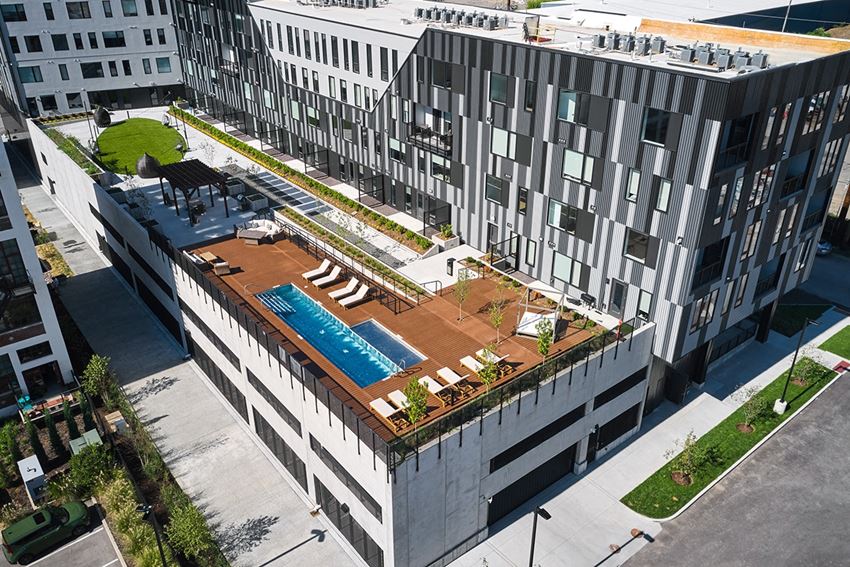 Steelcote Flats amenity deck with pool - Photo Gallery