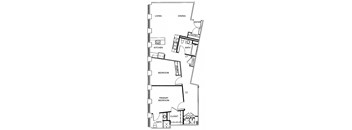 a floor plan of a small house with a kitchen and a living room