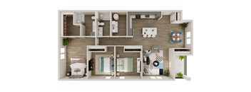 3 Bed 2 Bath 1390 SF Floor Plan at Preserve at Sycamore Creek, Osage Beach, 65065