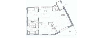 Garage Bay 2 1249sf Floor Plan at The Georgian Apartments, Missouri, 63104