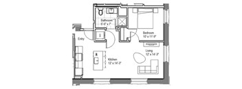 A1 Floor Plan at The Georgian Apartments, St Louis, MO, 63104