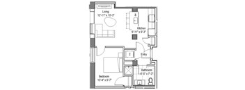Julius Floor Plan at The Georgian Apartments, Missouri, 63104