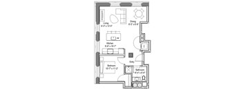 GE Sheridan Floor Plan at The Georgian Apartments, Missouri, 63104