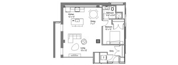 GW 002 Floor Plan at The Georgian Apartments, St Louis, MO