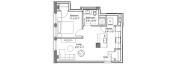 GE 102 Floor Plan at The Georgian Apartments, Missouri, 63104