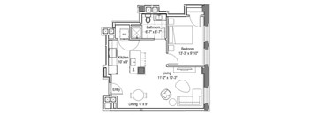 GW 206 Floor Plan at The Georgian Apartments, Missouri