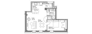 GW Michael Floor Plan at The Georgian Apartments, St Louis, 63104