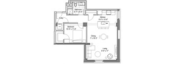 GW Sheldon Floor Plan at The Georgian Apartments, Missouri