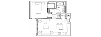 1 bed 1 bath 675 Sq. Ft. Verde Floor Plan at Hibernia Apartments, St Louis, 63139