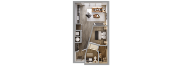 a floor plan of a bedroom with a bathroom and a living room at Bemiston Place Apartments, Missouri, 63105
