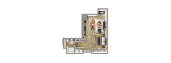 a floor plan of a house with a bedroom and a bathroom at Bemiston Place Apartments, Clayton, MO