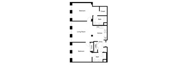 A black and white image of a floor plan for a house.