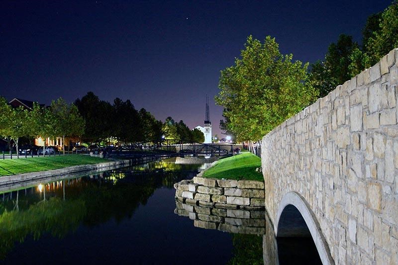 Pond View In Night Sky at Promenade at New Town, Saint Charles