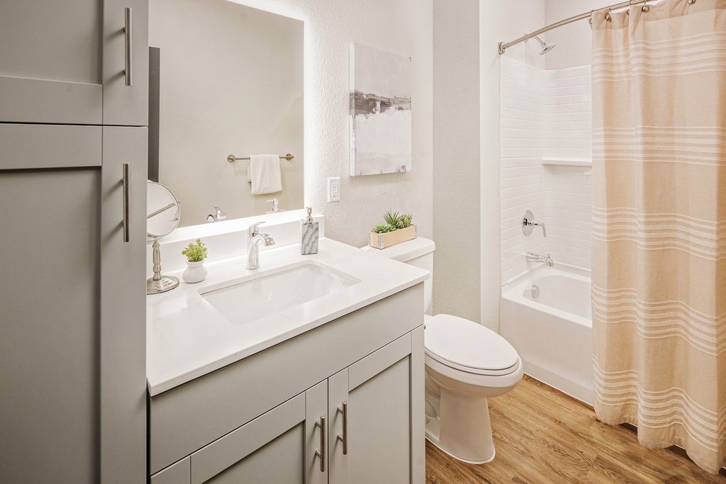 a bathroom with a sink and a toilet and a shower at 44 West Luxury Living, Missouri, 63088