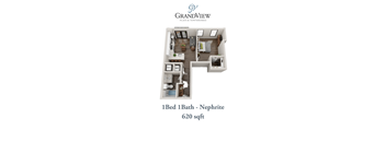 1 bed 1 bath Q at GrandView Flats and Townhomes, Granger, IN
