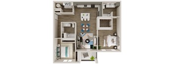 2 Bed 2 Bath 1083 SF Floor Plan at Preserve at Sycamore Creek, Missouri