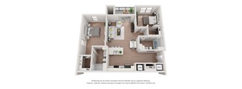 a stylized floor plan with a bedroom and a living room at The Prairie Luxury Apartments, Dardenne Prairie, 63368