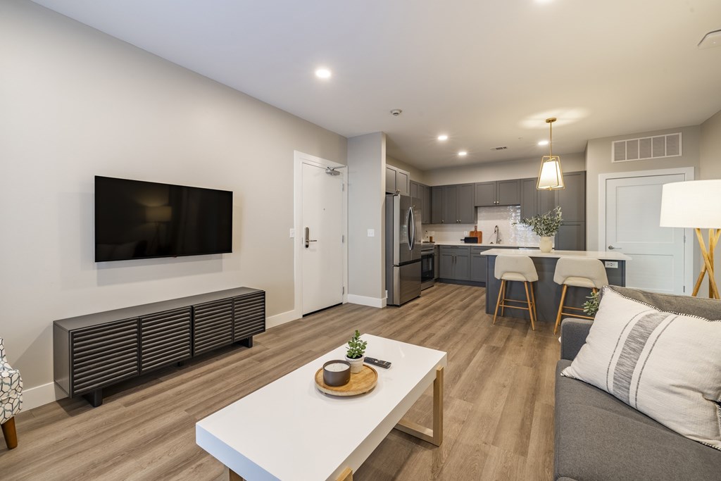 Living Area With Kitchen at Preserve at Sycamore Creek, Missouri 65065