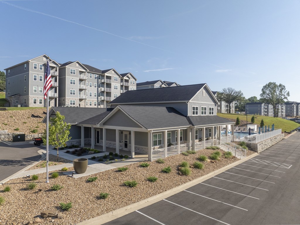 A parking lot in front of a building at Preserve at Sycamore Creek, Missouri 65065