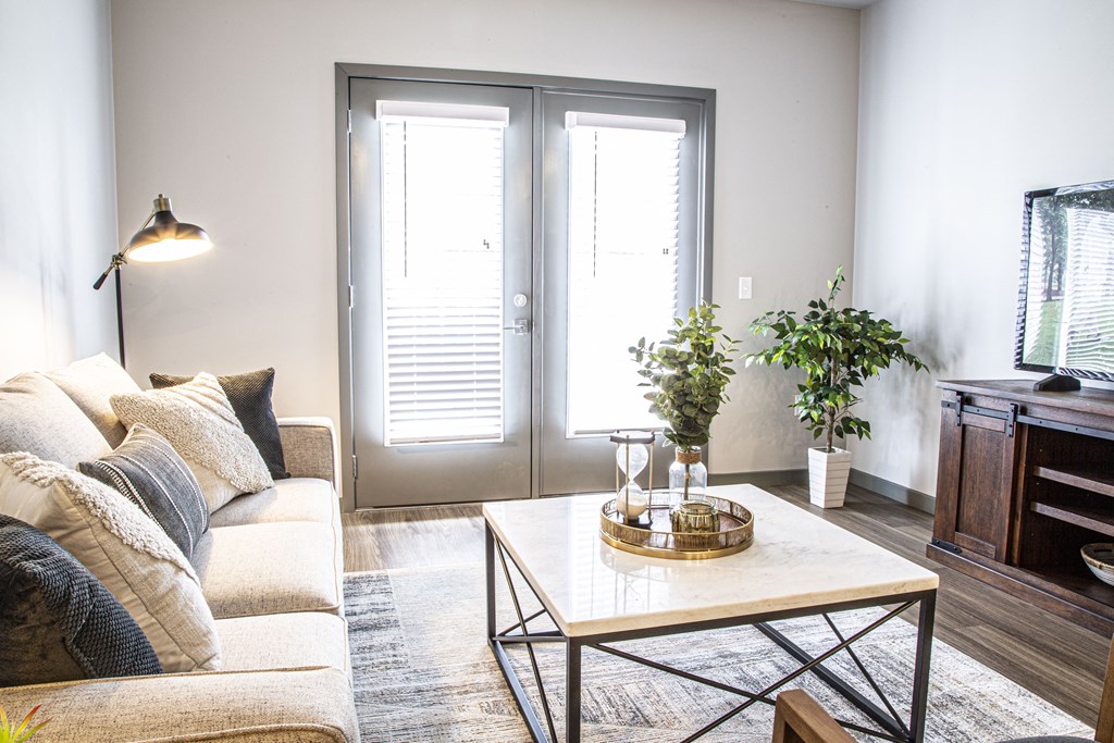 Modern Living Room at Heartland View Apartments, Wentzville, 63385