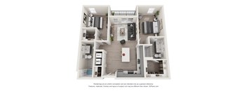 a 1 bedroom floorplan is shown in this rendering