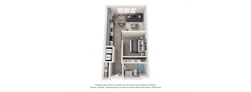 Studio 1 bath Ridgewood Floor Plan at The Edwin on Grand, Missouri