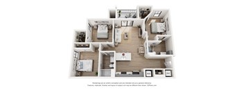 a 3 bedroom floor plan of a house with a bedroom and living room  at The James at Chatham Hills, Westfield, 46074