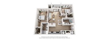 a 2 bedroom floorplan is shown in this image at The James at Chatham Hills, Westfield, Indiana