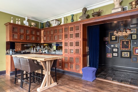 York House Library Bar with private liquor lockers