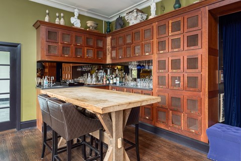 York House Library Bar with private liquor lockers