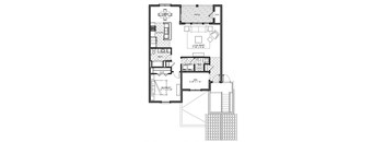 1 bed 1 bath A Floorplan at The Residences at Toscana Park, Granger