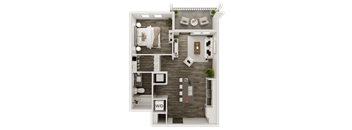 a1 floor plan  1 bedroom with 2 baths  129