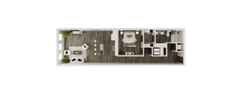 a floor plan of a bedroom with a bathroom and a living room