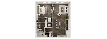 a1 floor plan  1 bedroom with 2 baths  129