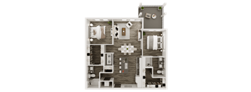 a1 floor plan  1 bedroom with 2 baths  129