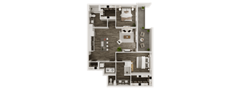 a 3d floor plan of a room with a bedroom and a bathroom