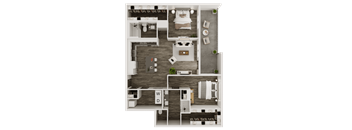 the bedroom floor plan of 423 sq ft of space