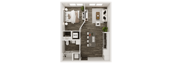 a1 floor plan  1 bedroom with 1 bath  129