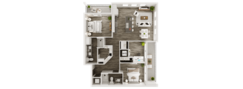 a1 floor plan  1 bedroom with 2 baths  129