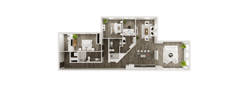 a floor plan of a bedroom with a bathroom and a living room