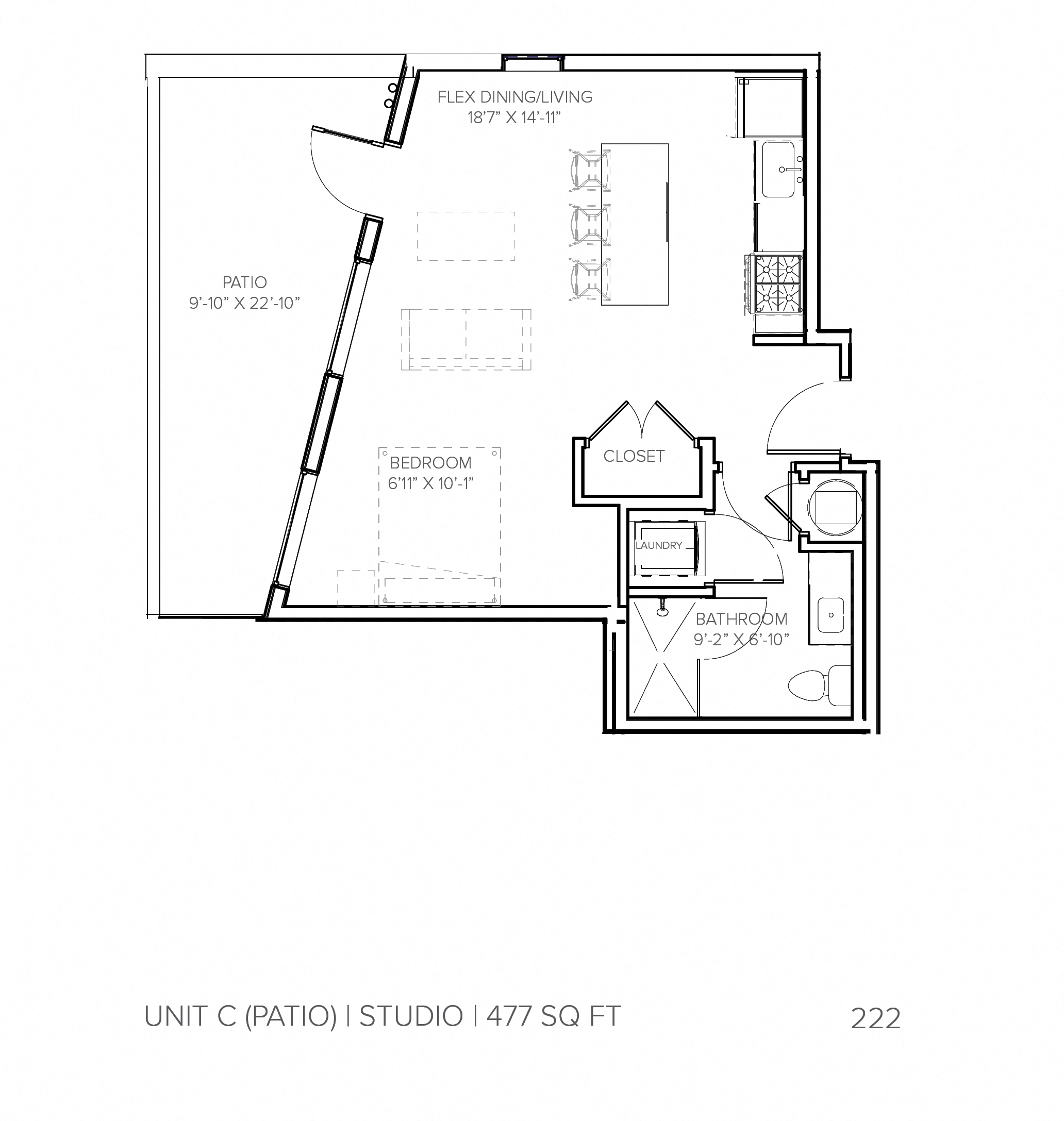Unit C Patio at Steelcote Square, Missouri, 63103