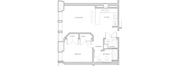 1 bed 1 bath B Floorplan at Studebaker Lofts, South Bend, Indiana