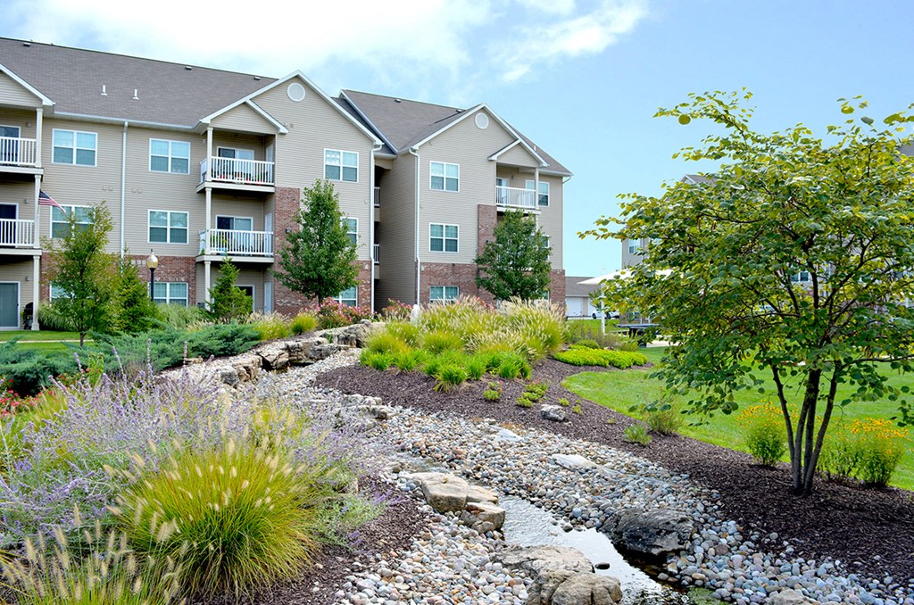 rock lined creek running through property at Villas At Crystal Lake, Illinois, 62226