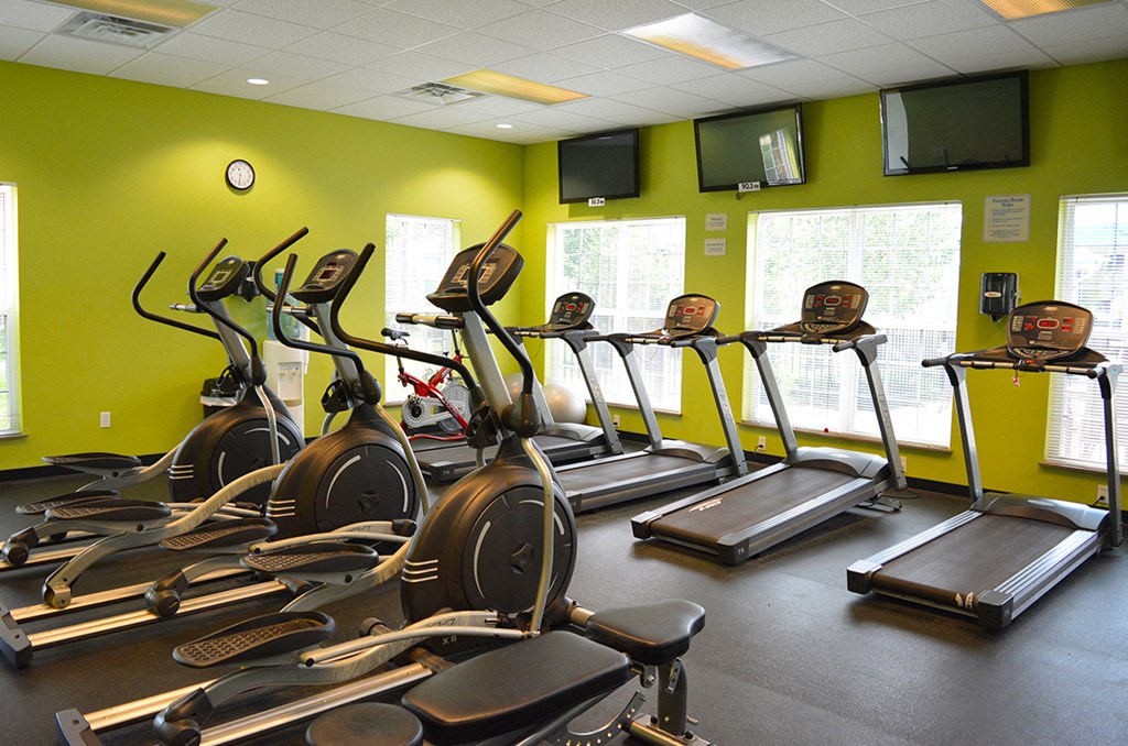 line of treadmills and ellipticals at Villas At Crystal Lake, Swansea, Illinois