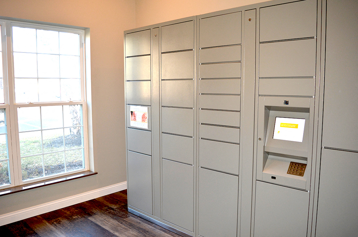 package locker system gray at Villas At Crystal Lake, Swansea