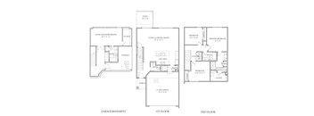 A drawing of a house with the first floor and second floor plans.