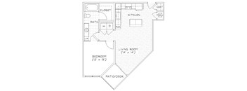 A6 719 Sq. Ft. Floor Plan at Piazza on West Pine, Saint Louis, 63108