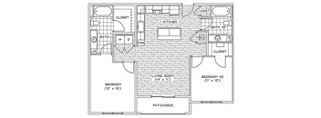 B2 Floor Plan at Piazza on West Pine, Saint Louis, MO, 63108