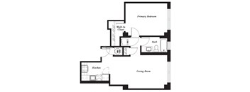 YH B 726sf Floor Plan at York House, Saint Louis, 63108